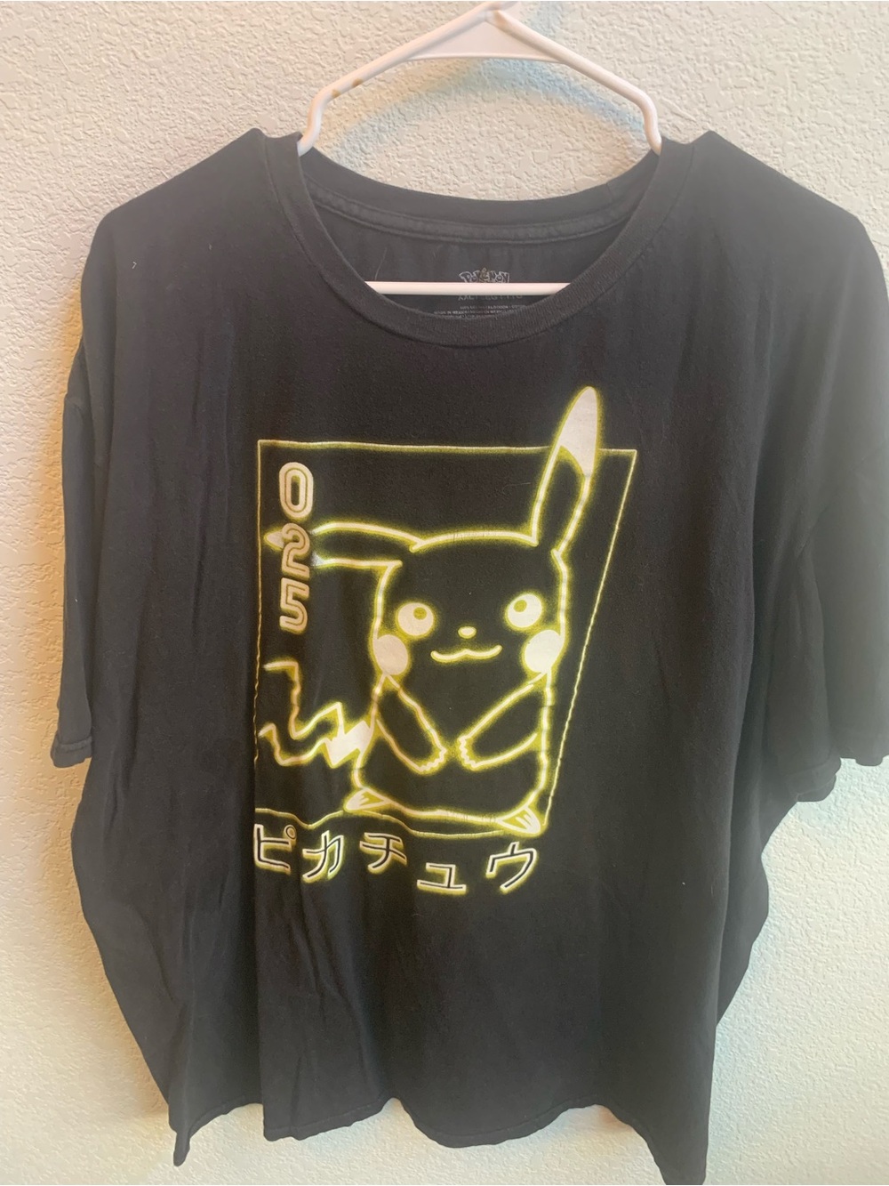 Men’s Black Pikachu Neon Graphic Tee